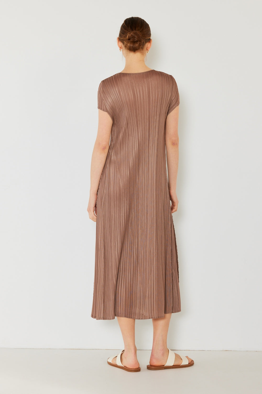 Marina West Swim Pleated Cap Sleeve A-Line Dress
