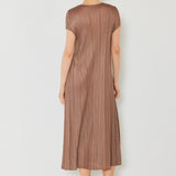 Marina West Swim Pleated Cap Sleeve A-Line Dress
