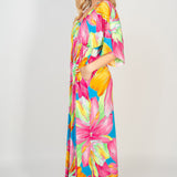 White Birch Printed V-Neck Maxi Dress with Pockets
