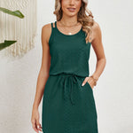 Eyelet Scoop Neck Sleeveless Dress
