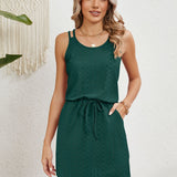 Eyelet Scoop Neck Sleeveless Dress
