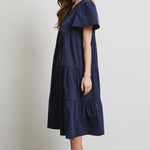 HEYSON Full Size Cotton Poplin Ruffled Tiered Midi Dress
