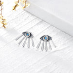 Evil Eye Earrings 925 Sterling Silver Blue Cubic Zirconia Evil Eye Stud Earrings Amulet Spiritua Protection Jewelry Gifts for Women Girls
