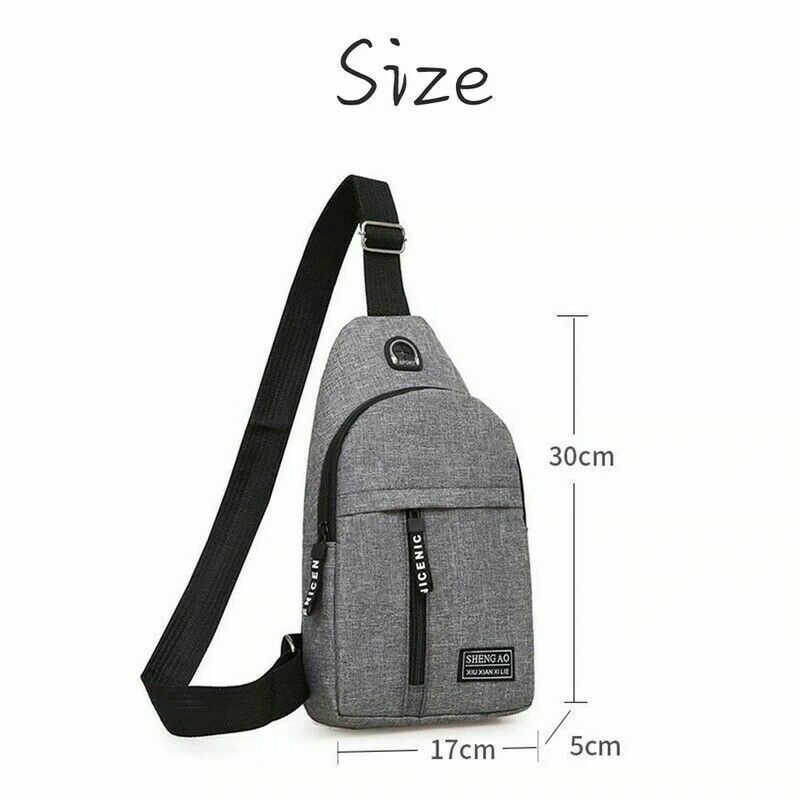 Mens Sling Bag Cross Body Handbag Chest Bag Shoulder Pack Sports Travel Backpack Gray
