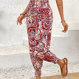 Tied Printed High Waist Pants
