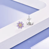 Daisy Earrings Sterling Silver Small Purple Daisy Flower Stud Earrings Jewelry
