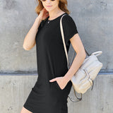 Basic Bae Full Size Round Neck Short Sleeve Dress with Pockets
