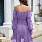 Swiss Dot Off-Shoulder Balloon Sleeve Dress
