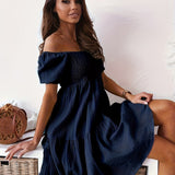 Full Size Ruffled Off-Shoulder Short Sleeve Dress
