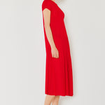 Marina West Swim Pleated Cap Sleeve A-Line Dress
