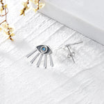 Evil Eye Earrings 925 Sterling Silver Blue Cubic Zirconia Evil Eye Stud Earrings Amulet Spiritua Protection Jewelry Gifts for Women Girls
