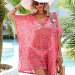 Slit Openwork V-Neck Cover Up
