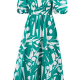 Printed Off-Shoulder Balloon Sleeve Dress
