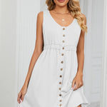 Buttoned Wide Strap Mini Dress
