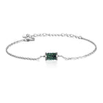 Sterling Silver with Green Crystal Bracelet Exquisite and Elegant Cable Chain
