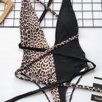 Tied Leopard Plunge One-Piece Swimwear
