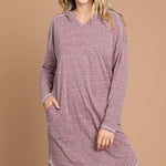 Culture Code Full Size Hooded Long Sleeve Sweater Dress
