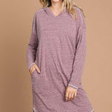 Culture Code Full Size Hooded Long Sleeve Sweater Dress
