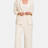 Zenana Quilted Button Up Long Sleeve Top and Pants Lounge Set
