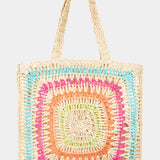 Fame Rainbow Crochet Knit Tote Bag
