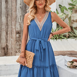 Tied Frill Sleeveless Mini Dress
