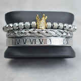 Pineapple Ball Crown Twist Woven Mesh With Diamond Digital Bracelet Set
