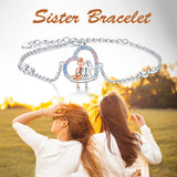 Sisters Bracelet Gift from Sister Sterling Silver Female Friendship Forever Jewelry with Crystal
