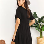 Double Take V-Neck Flounce Sleeve Tiered Dress
