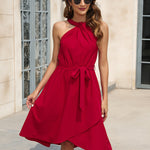 Tied Round Neck Sleeveless Dress
