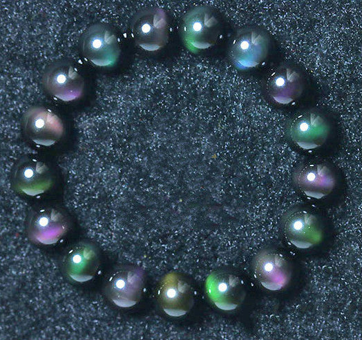 Rainbow Purple Green Eye Obsidian Bracelet
