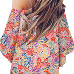 Tied Printed Off-Shoulder Half Sleeve Blouse
