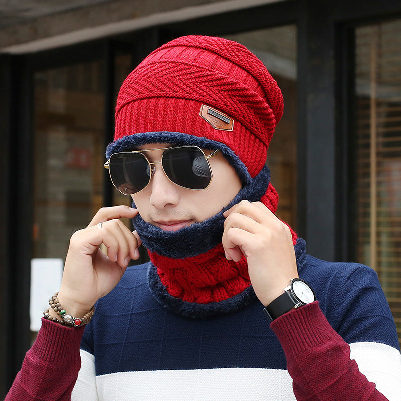 Men's Knitted Wool Hat Casual Warm Bib
