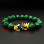 Thermochromic 12mm Green Chalcedony Warm Color Mascot Bracelet
