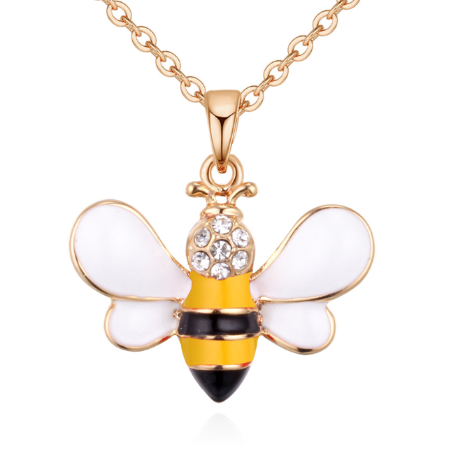 Summer Jewelry Necklace Lady Cartoon Cute Drop Oil Studded Bee Pendant
