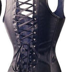 Black Steampunk Faux Leather Overbust Corset
