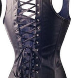 Black Steampunk Faux Leather Overbust Corset
