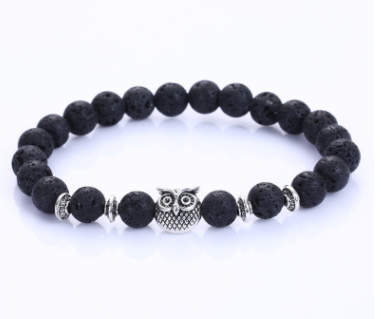 Natural Stone Owl Head Yoga Bracelet
