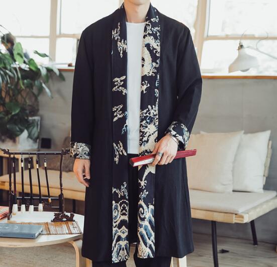 Casual Stitching Printed Linen Cloak Plus Fat Plus Size Windbreaker
