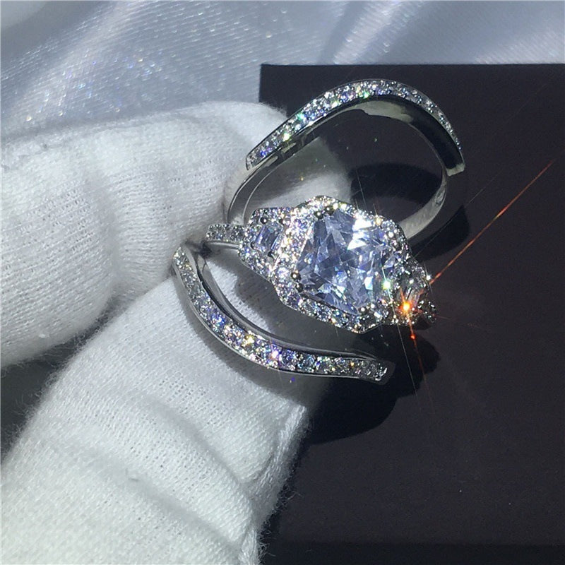 Fashion Explosion Set Ring Full of Diamonds Set Zircon Ring
