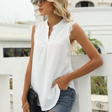 Eyelash Trim Spliced Lace Sleeveless Top
