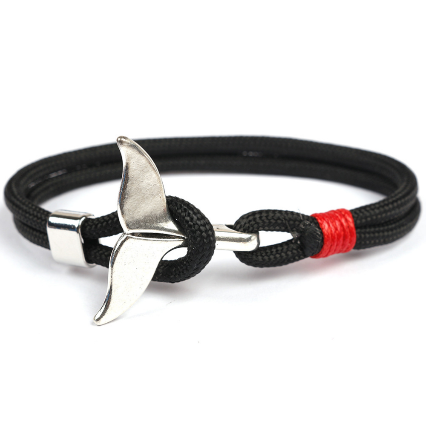 Anchor whale tail umbrella rope handmade couple bracelet
