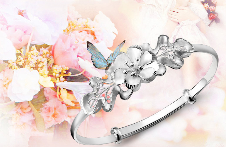 Sweet Bauhinia Adjustable Bracelet Woman Flower Vera Bracelet
