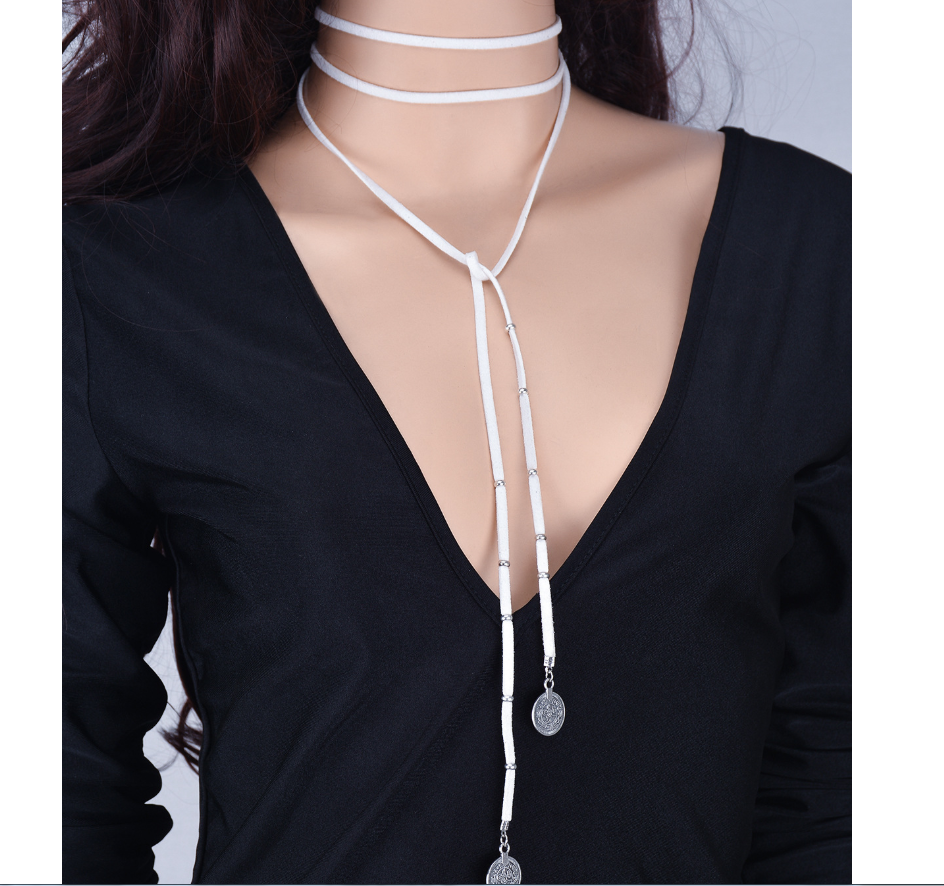 Personality Street Variety With Woolen Yarn Coin Tassel Necklace
