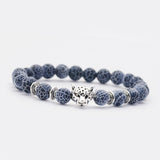 Natural Stone Owl Head Yoga Bracelet
