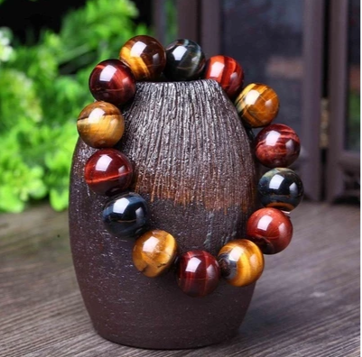 Tiger Eye Bracelet Natural Crystal Stone Buddha Bead Bracelet
