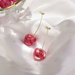 New Net Red Temperament French Dried Cherry Long Sweet And Fashionable Cherry Earrings
