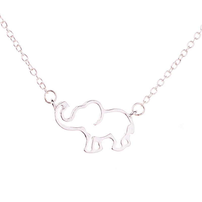 Elephant pendant necklace lucky hollow like clavicle chain
