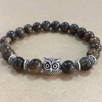 Natural Stone Owl Head Yoga Bracelet
