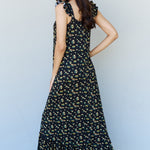 Doublju In The Garden Ruffle Floral Maxi Dress in  Black Yellow Floral
