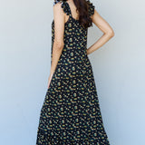 Doublju In The Garden Ruffle Floral Maxi Dress in  Black Yellow Floral
